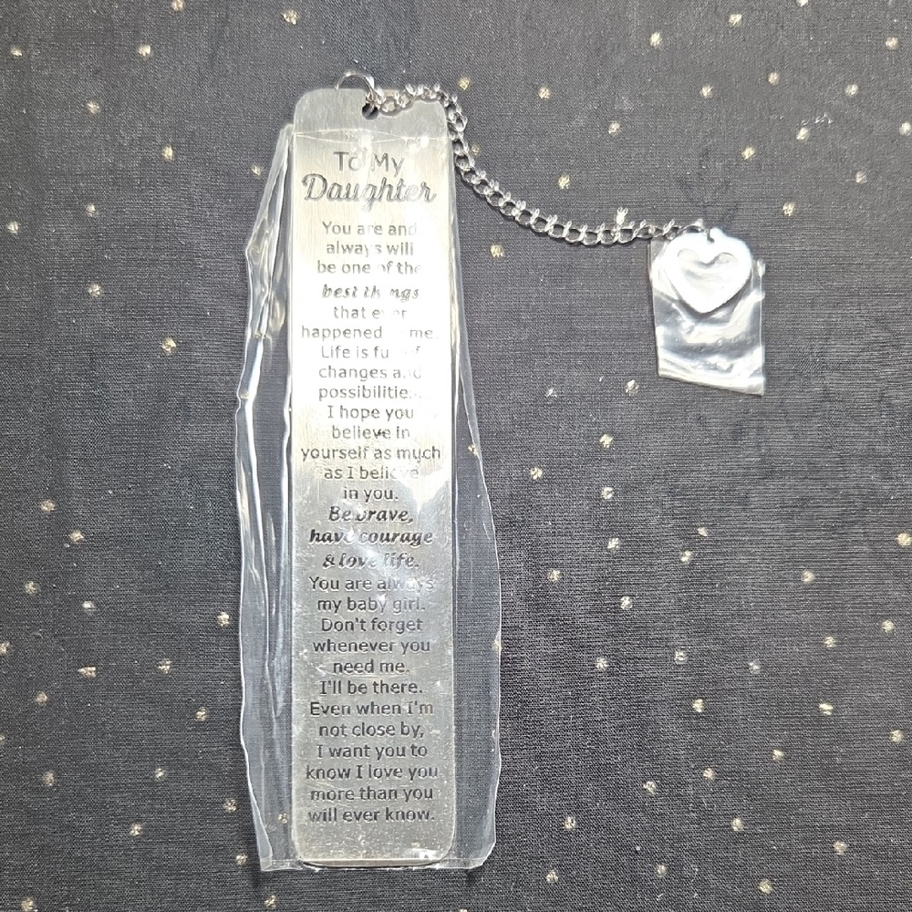 Silver Inspirational Bookmark with Heart Charm